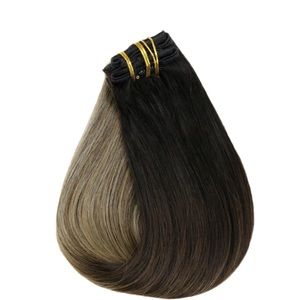 24” Clip in Extensions 100% Remy Human Hair Balayage (#1B/6/27) 100G